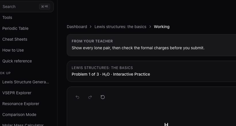 The work page: instructions first, then one problem at a time.